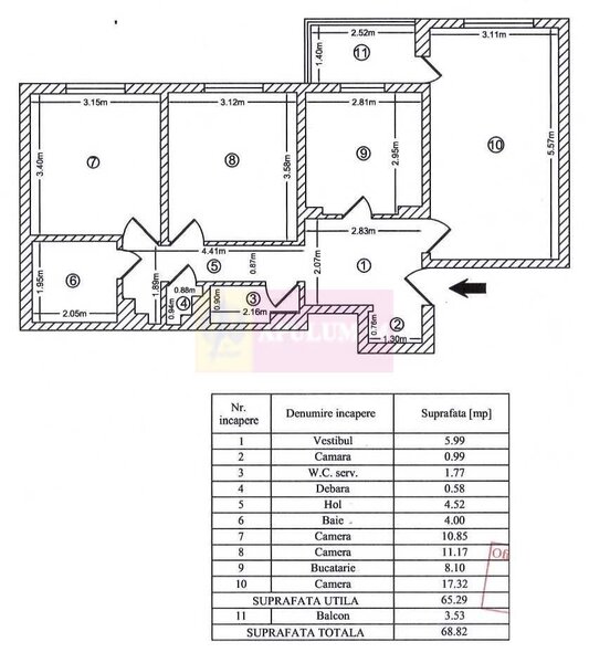 Apartament 3 camere bdul Chisinau